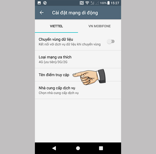 Vào tên điểm truy cập